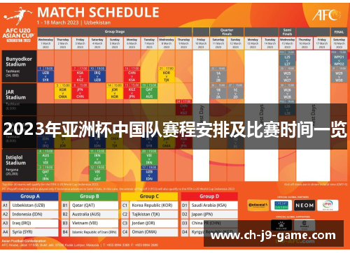 2023年亚洲杯中国队赛程安排及比赛时间一览