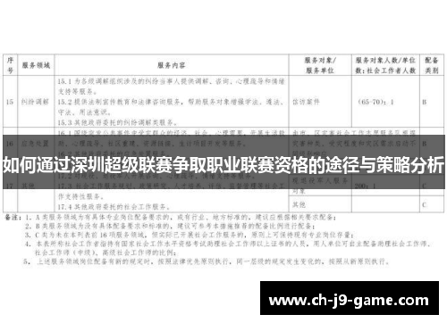 如何通过深圳超级联赛争取职业联赛资格的途径与策略分析 如何通过深圳超级联赛争取职业联赛资格的途径与策略分析